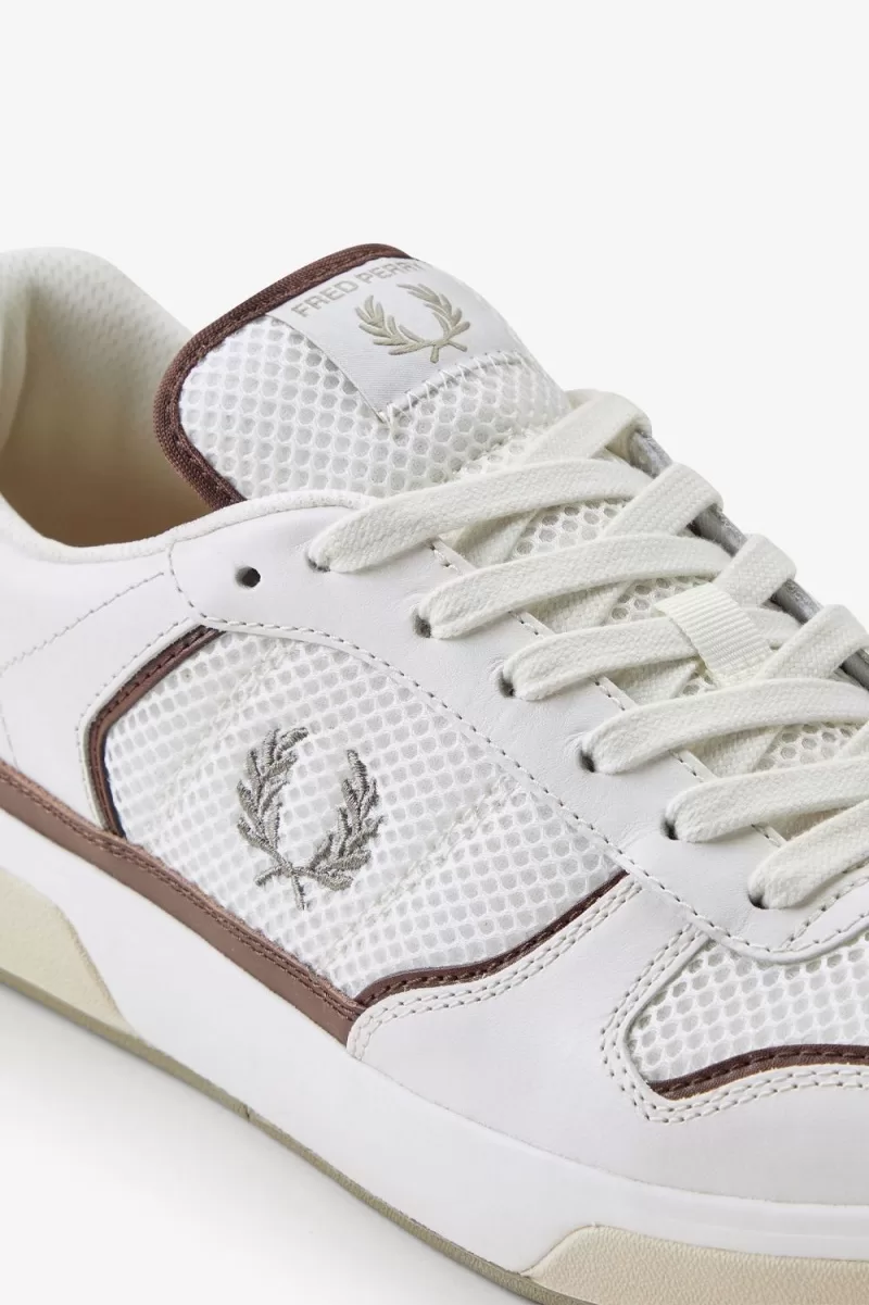 Fred Perry B300 Mens Trainers Snow White Warm Grey ZJTIO7658 1 - Fred Perry B300 Men's Trainers Snow White Warm Grey | ZJTIO7658
