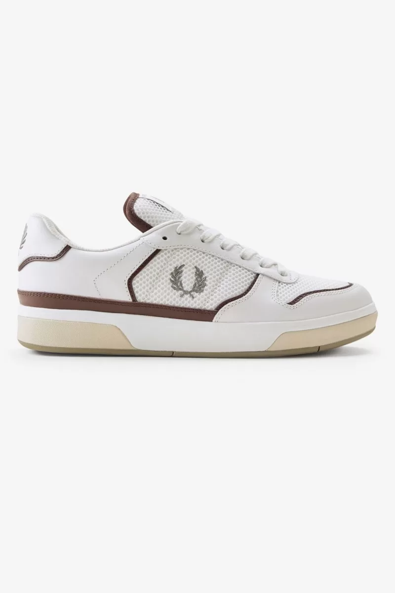 Fred Perry B300 Mens Trainers Snow White Warm Grey ZJTIO7658 - Fred Perry B300 Men's Trainers Snow White Warm Grey | ZJTIO7658