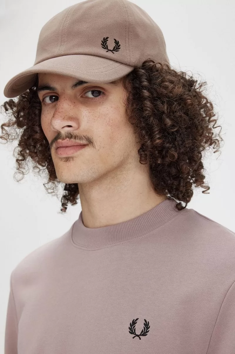 Fred Perry Classic Pique Mens Caps Dark Pink Black BTPNK0981 - Fred Perry Classic Pique Men's Caps Dark Pink Black | BTPNK0981