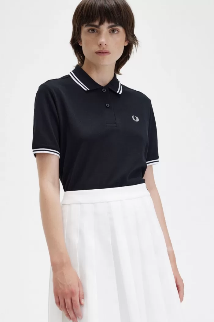 Fred Perry G3600 Women’s Shirt Black White | SEHZU7460