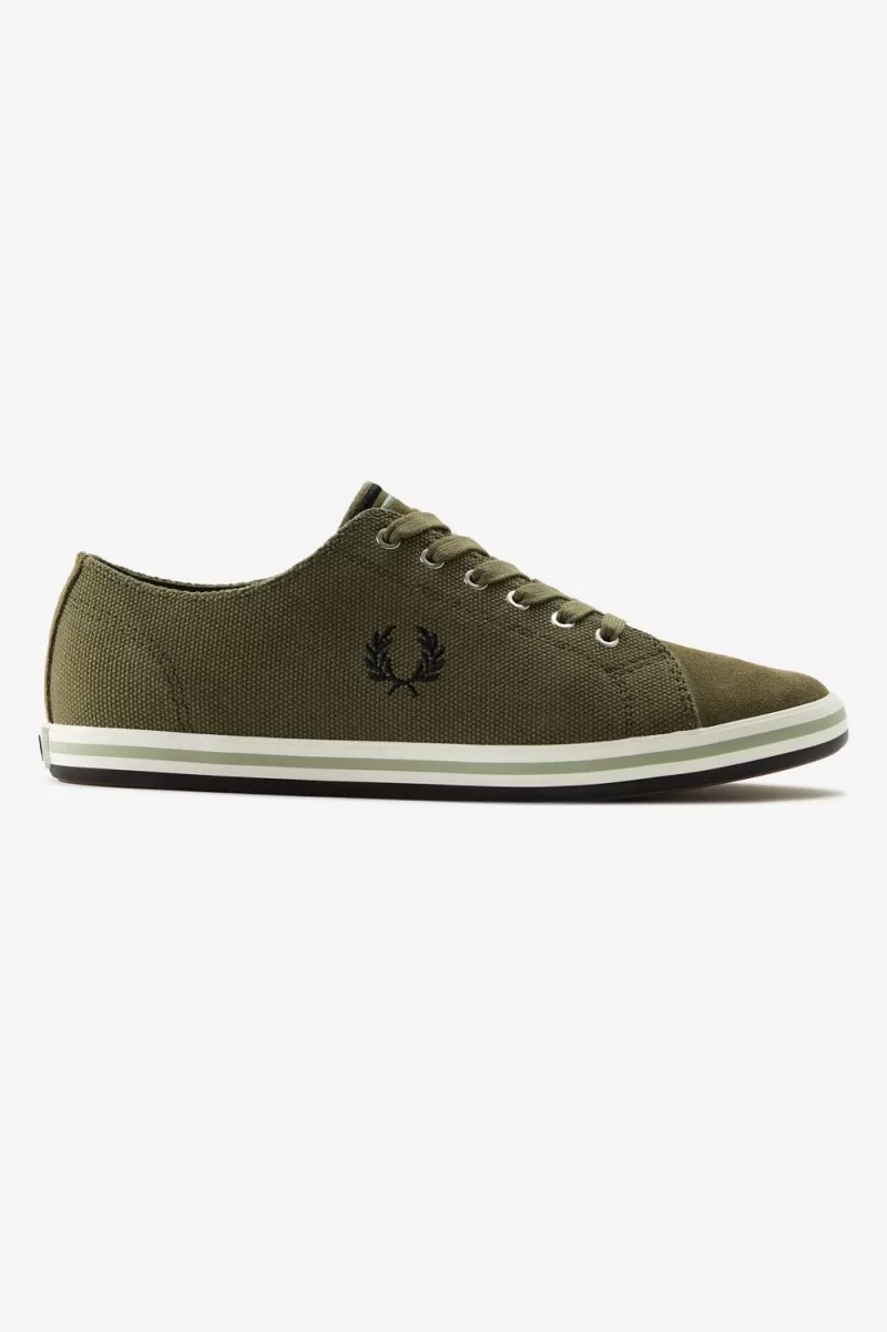 Fred Perry Kingston Mens Plimsolls Uniform Green HBNQF3089 - Fred Perry Kingston Men's Plimsolls Uniform Green | HBNQF3089