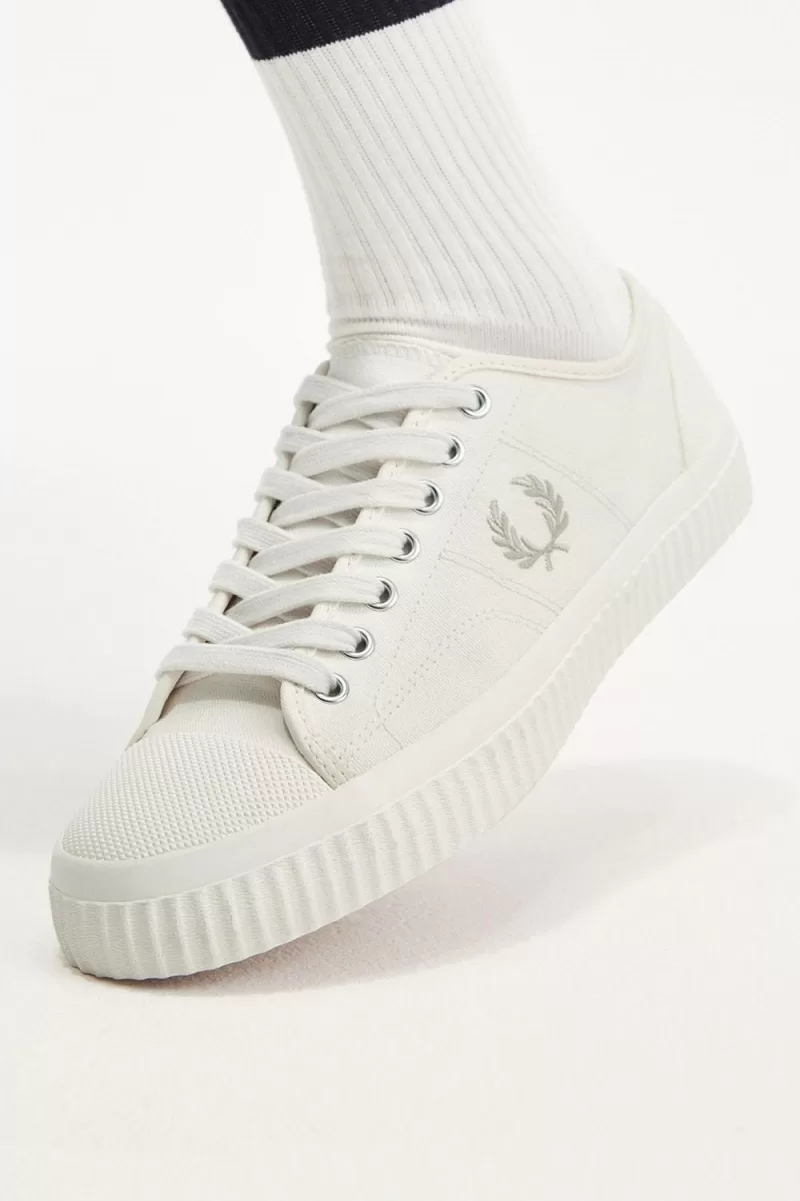 Fred Perry Low Hughes Womens Plimsolls Light Beige Oatmeal IAOWL5973 1 - Fred Perry Low Hughes Women's Plimsolls Light Beige Oatmeal | IAOWL5973