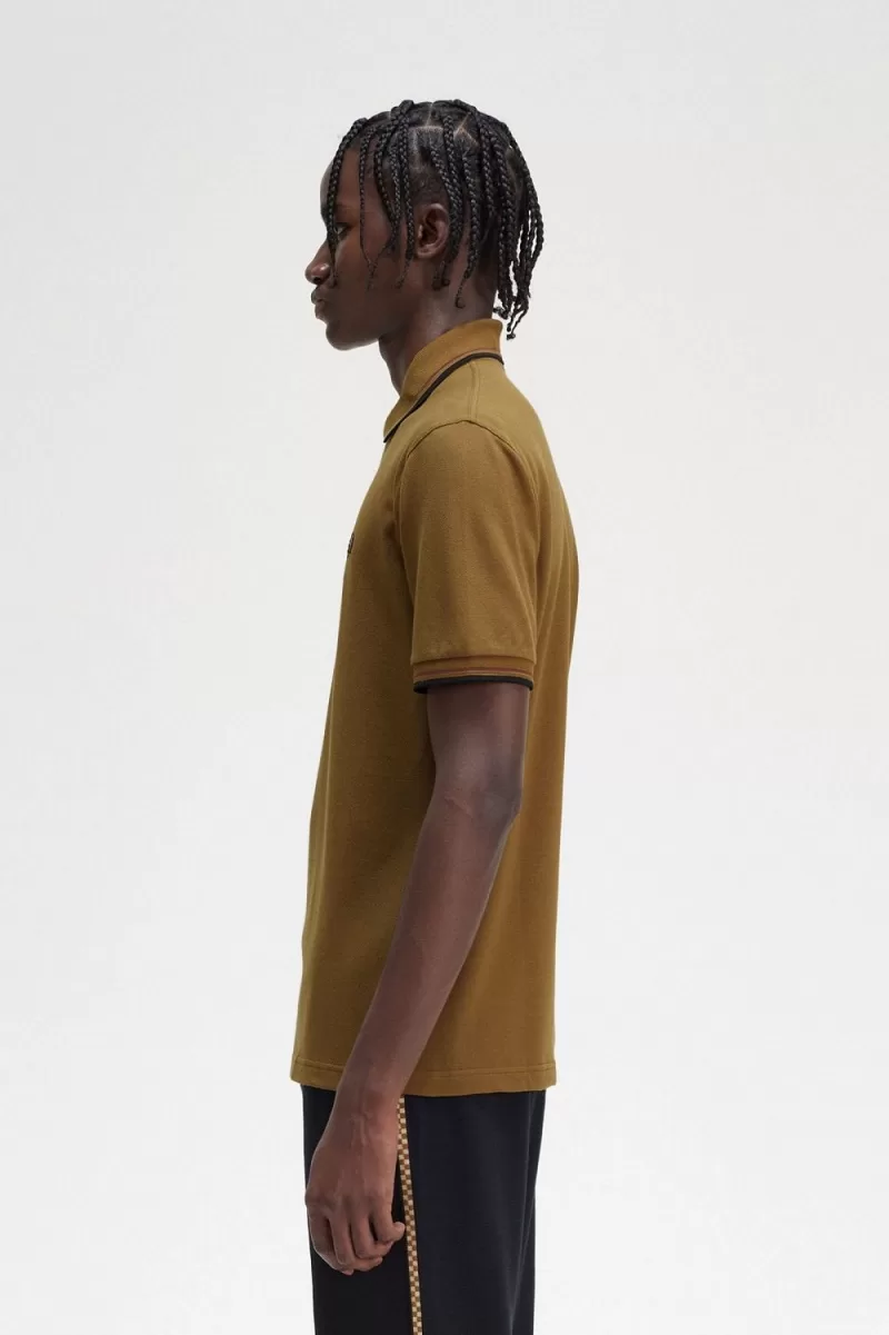 Fred Perry M12 Mens Shirt Dark Coffee Whisky Brown Black HEWUZ2963 1 - Fred Perry M12 Men's Shirt Dark Coffee Whisky Brown Black | HEWUZ2963