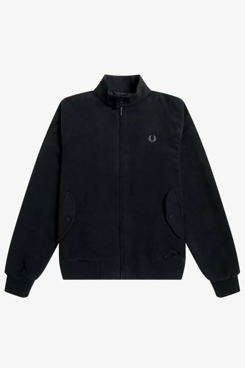 Fred Perry Moleskin Harrington Mens Jackets Black TDMKL3285 1 - Fred Perry Moleskin Harrington Men's Jackets Black | TDMKL3285