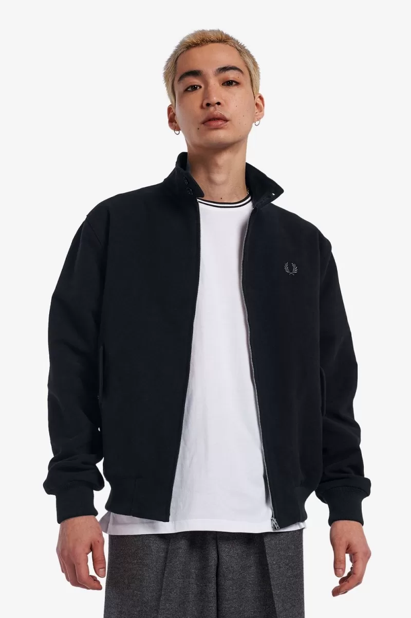 Fred Perry Moleskin Harrington Mens Jackets Black TDMKL3285 - Fred Perry Moleskin Harrington Men's Jackets Black | TDMKL3285