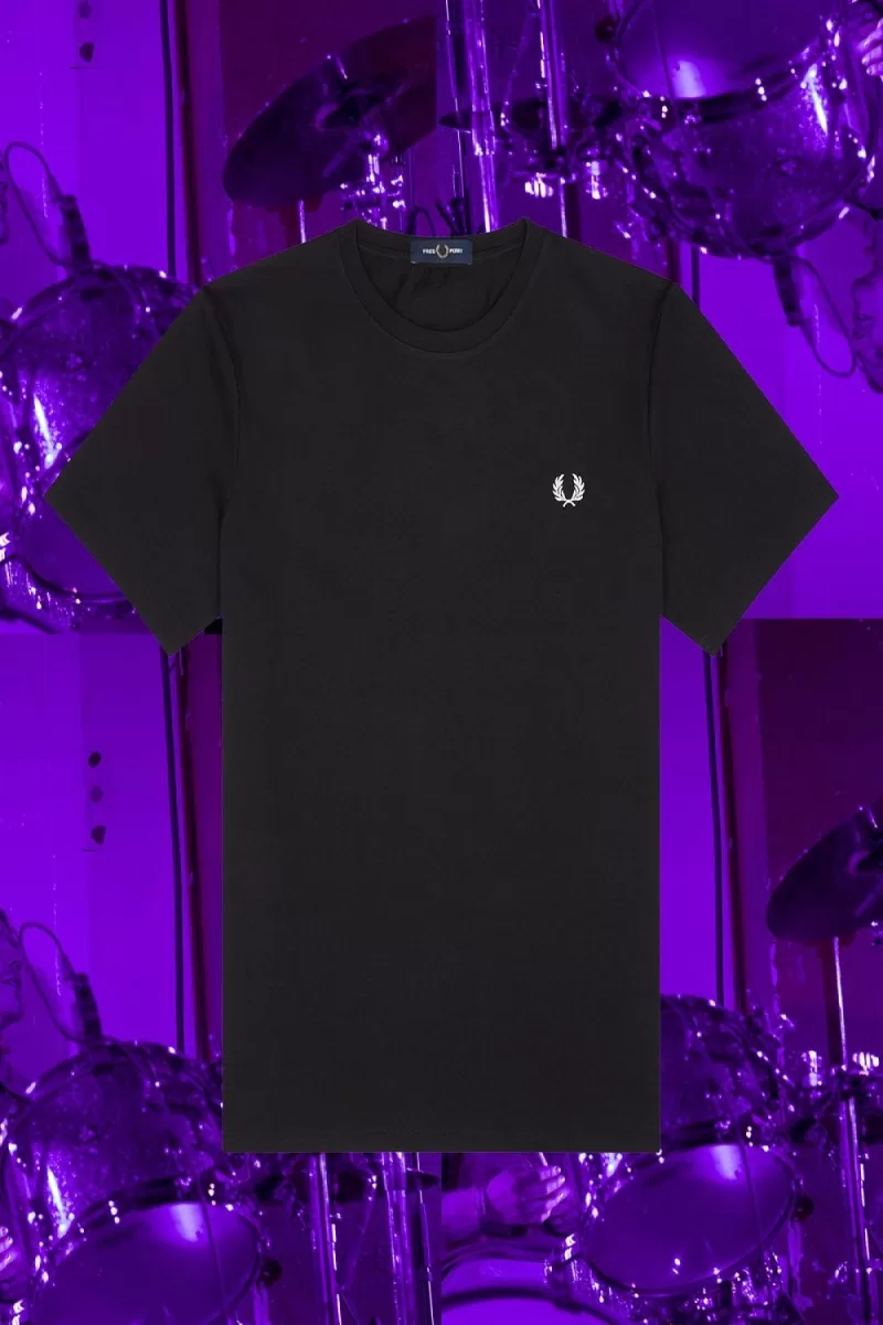 Fred Perry Seoul Ringer Mens T Shirt Black DVLPA9438 1 - Fred Perry Seoul Ringer Men's T-Shirt Black | DVLPA9438